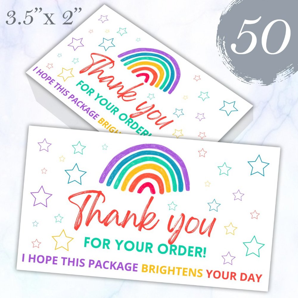 50 Rainbow Thank You Cards